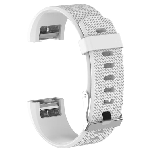 For Fitbit Charge 2 Common Texture Silicone Watch Band with Buckle, Size:S(White) by bashfashion