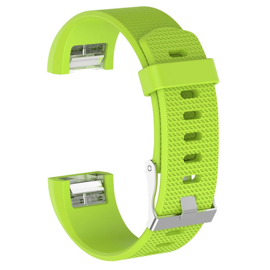 For Fitbit Charge 2 Common Texture Silicone Watch Band with Buckle, Size:L(Lime Green) by bashfashion