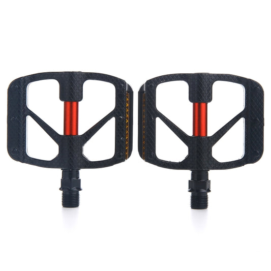 B610 1 Pair Mountain Bicycle Carbon Fiber Palin Bearing Pedals(Red) by bashfashion