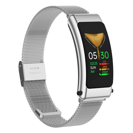 K50 1.08 inch Steel Band Earphone Detachable IP67 Waterproof Smart Watch Support Bluetooth Call(Silver) by bashfashion