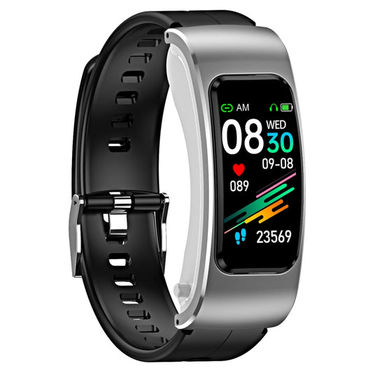 K60 1.08 inch Silicone Band Earphone Detachable Life Waterproof Smart Watch Support Bluetooth Call(Black Silver) by bashfashion