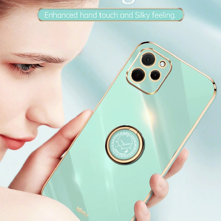 For Huawei nova Y61 XINLI Straight Edge 6D Electroplate TPU Phone Case with Ring Holder(Black) by XINLI