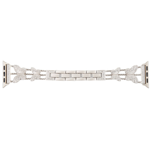 Butterfly Metal Diamond Watch Band For Apple Watch Ultra 49mm&Watch Ultra 2 49mm / Series 9&8&7 45mm / SE 3&SE 2&6&SE&5&4 44mm / 3&2&1 42mm(Starlight) by bashfashion