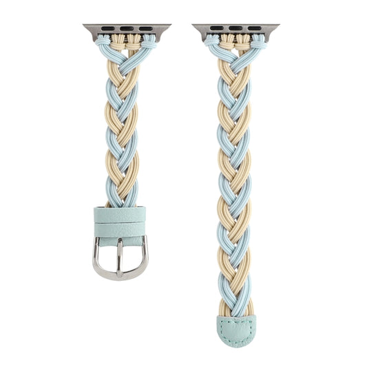 Single Elastic Nylon Braid Watch Band For Apple Watch Series 9&8&7 41mm / SE 3&SE 2&6&SE&5&4 40mm / 3&2&1 38mm(Apricot Green) by bashfashion