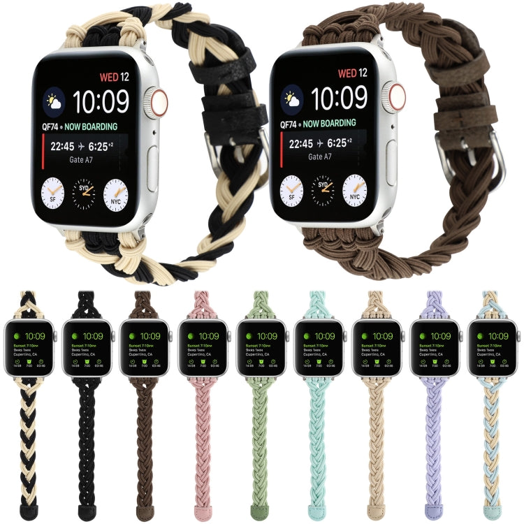 Single Elastic Nylon Braid Watch Band For Apple Watch Series 9&8&7 41mm / SE 3&SE 2&6&SE&5&4 40mm / 3&2&1 38mm(Green) by bashfashion