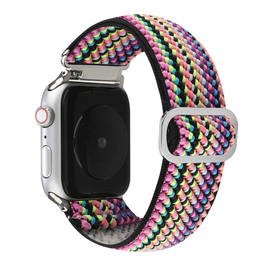 For Apple Watch Ultra 49mm&Watch Ultra 2 49mm / Series 9&8&7 45mm / SE 3&SE 2&6&SE&5&4 44mm / 3&2&1 42mm Buckle Elastic Nylon Watch Band(Pink) by bashfashion