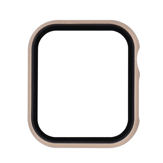For Apple Watch Series 9 / 8 / 7 45mm Metal Frame + Tempered Glass Protector Case(Gold) by bashfashion