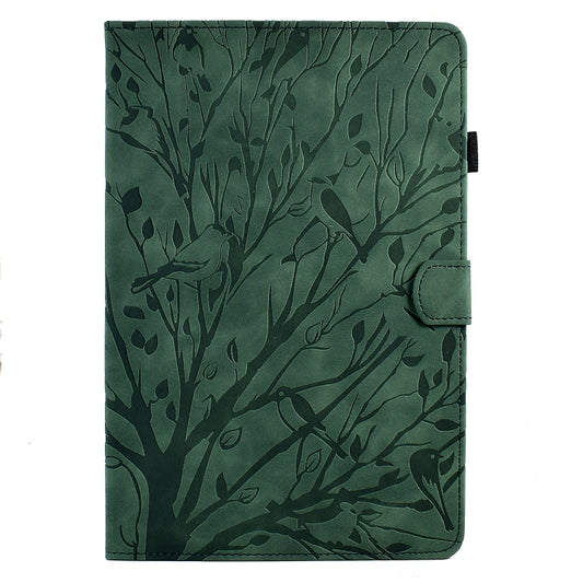 For Samsung Galaxy Tab A8 10.5 2021 Fortune Tree Pressure Flower PU Tablet Case with Wake-up / Sleep Function(Green) by bashfashion