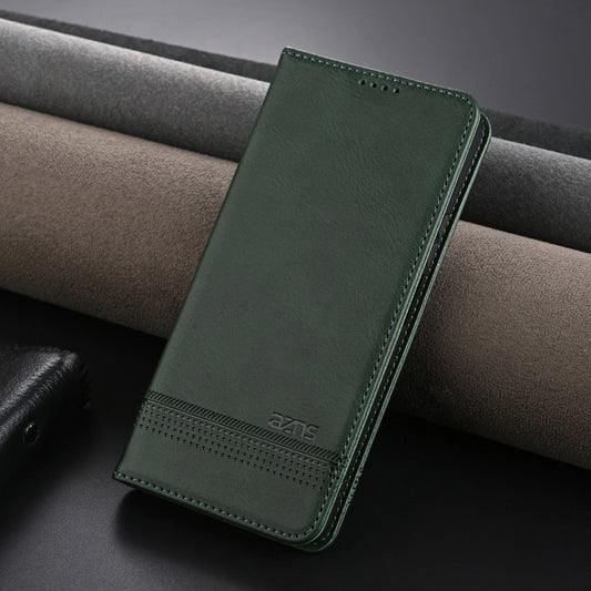 For Honor X6b AZNS Magnetic Calf Texture Flip Leather Phone Case(Dark Green) by AZNS