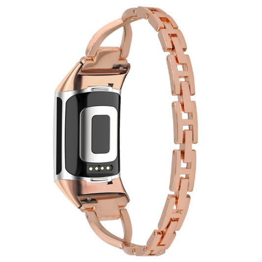 For Fitbit Charge 3 / 4 Diamond Metal Watch Band(Rose Gold) by bashfashion