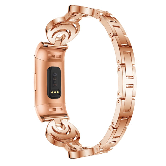 For Fitbit Charge 3 / 4 Sun Moon Star Diamond Metal Watch Band(Rose Gold) by bashfashion