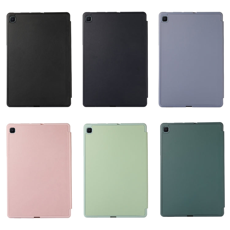 For Samsung Galaxy Tab S6 Lite/Tab S6 Lite 2022 Solid Color 3-folding Leather Tablet Case(Matcha Green) by bashfashion
