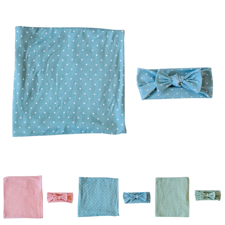 Newborn Baby Dot Pattern Swaddling Scarf Headband(Pink) by bashfashion