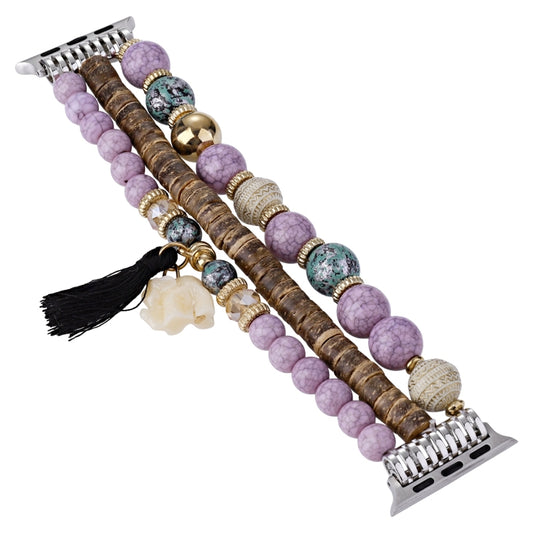 Beads Elephant Pendant Watch Band For Apple Watch 2 38mm(Purple) by bashfashion