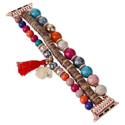 Beads Elephant Pendant Watch Band For Apple Watch Ultra 2 49mm(Colorful) by bashfashion