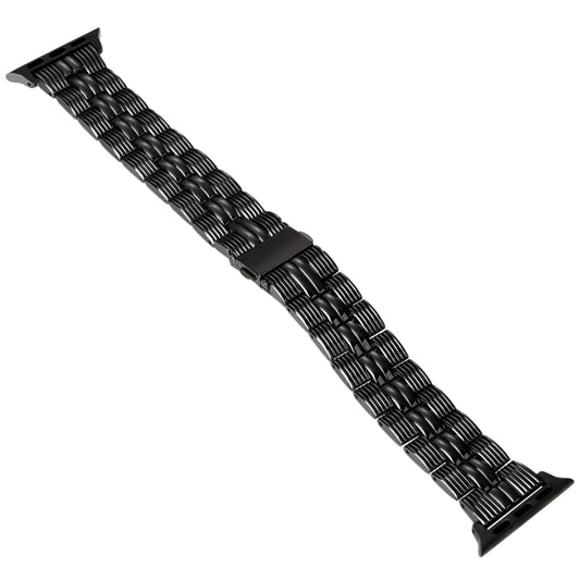 3-Beads Stripe Metal Watch Band For Apple Watch 4 44mm(Black) by bashfashion