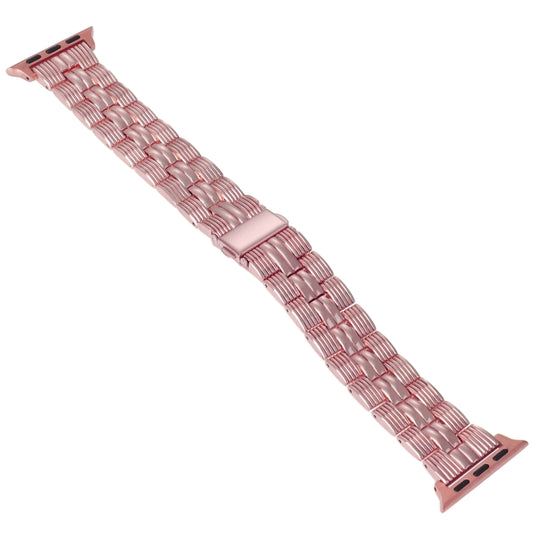 3-Beads Stripe Metal Watch Band For Apple Watch 9 41mm(Rose Pink) by bashfashion