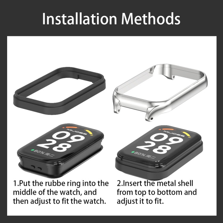 For Xiaomi Smart Band 8 Active / Redmi Band 2 Mijobs Metal Shell + Milan Magnetic Metal Watch Band(Black) by MIJOBS