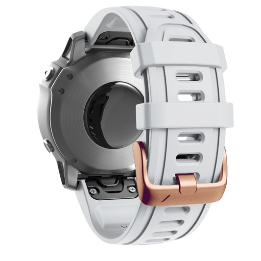 For Garmin Fenix 7S / 6S Pro / 5S Plus 20mm Rose Gold Buckle Silicone Watch Band(White) by bashfashion