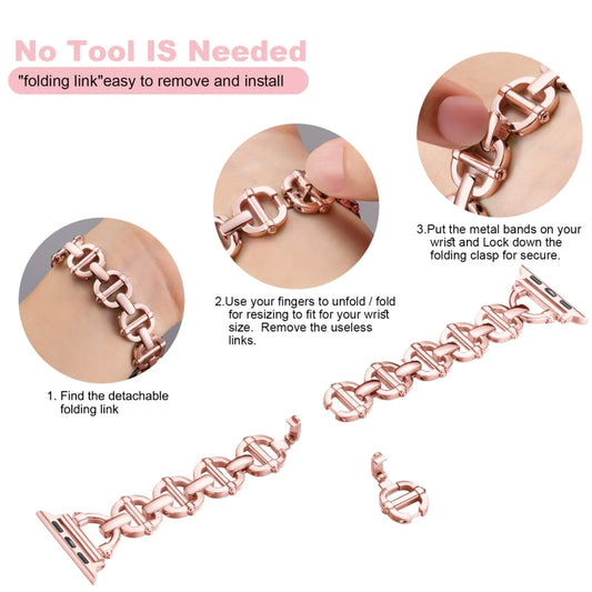 Ladder Buckle Metal Watch Band For Apple Watch 7 41mm(Pink) by bashfashion