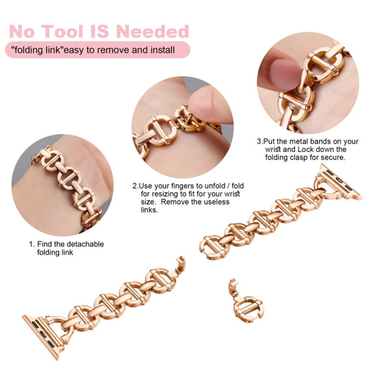 Ladder Buckle Metal Watch Band For Apple Watch SE 44mm(Rose Gold) by bashfashion