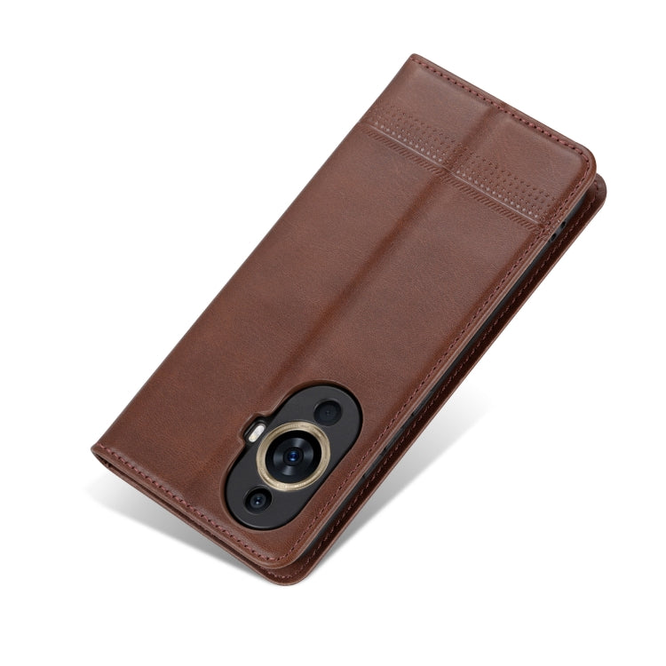 For Huawei Nova 11 AZNS Magnetic Calf Texture Flip Leather Phone Case(Dark Brown) by AZNS