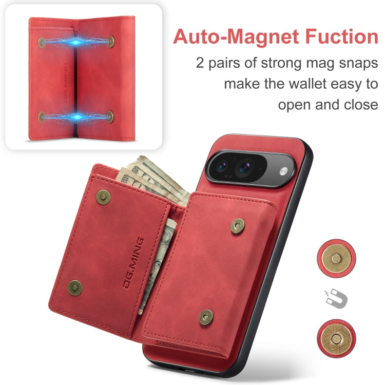 For Google Pixel 9 / 9 Pro DG.MING M1 Series 3-Fold Multi Card Wallet + Magnetic Phone Case(Red) by DG.MING