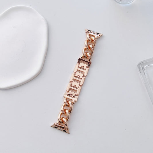 Big Denim Chain Metal Watch Band For Apple Watch SE 40mm(Rose Gold) by bashfashion