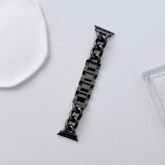 Big Denim Chain Metal Watch Band For Apple Watch SE 44mm(Black) by bashfashion
