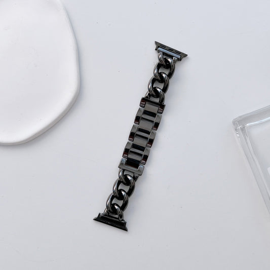 Big Denim Chain Metal Watch Band For Apple Watch Series 10 42mm(Black) by bashfashion