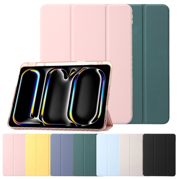 For iPad Air 11 2025 / 2024 Clear Acrylic 3-Fold Leather Tablet Case(Black) by bashfashion