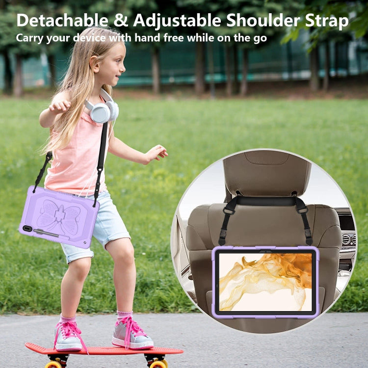 For Samsung Galaxy Tab S8+ / S7+ Butterfly Kickstand Heavy Duty Hard Rugged Tablet Case(Raro Purple) by bashfashion