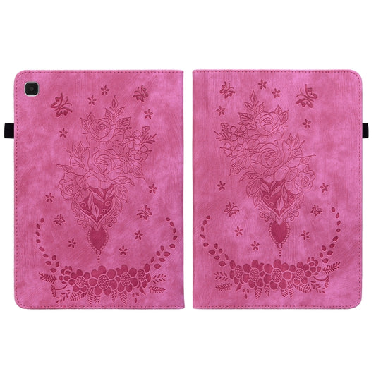 For Samsung Galaxy A7 Lite T220 / T225 Butterfly Rose Embossed Leather Tablet Case(Rose Red) by bashfashion