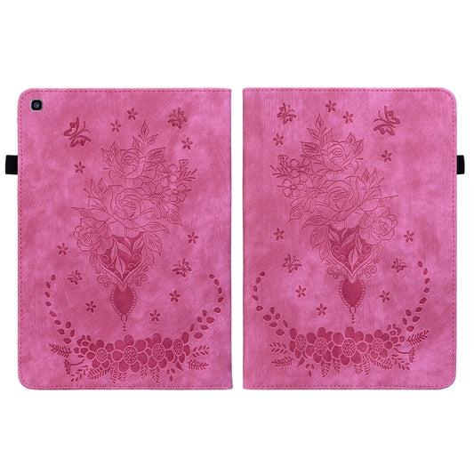 For Samsung Galaxy Tab A 8.0 2019 T290 Butterfly Rose Embossed Leather Tablet Case(Rose Red) by bashfashion