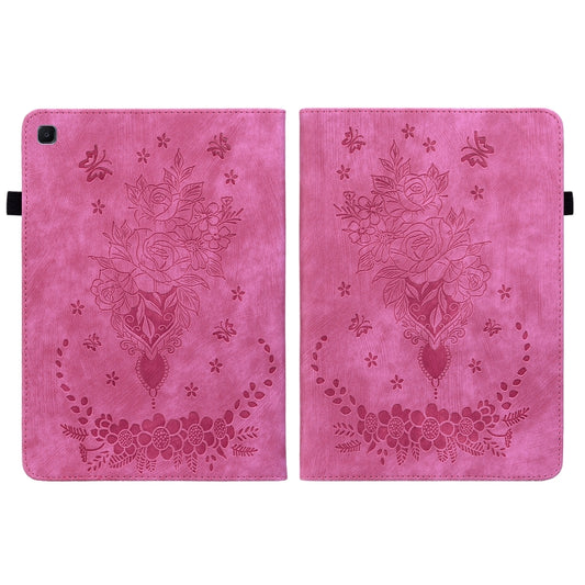 For Samsung Galaxy Tab S5e/T720/T725 Butterfly Rose Embossed Leather Tablet Case(Rose Red) by bashfashion