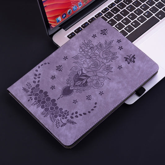 For Samsung Galaxy Tab S2 9.7 T810 T815 Butterfly Rose Embossed Leather Tablet Case(Purple) by bashfashion