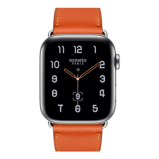 For Apple Watch Series 7 41mm / 6 & SE & 5 & 4 40mm / 3 & 2 & 1 38mm Leather Watch Band(Orange) by bashfashion