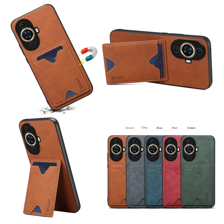 For Huawei nova 11 Denior PU Back Cover Card Slot Holder Phone Case(Blue) by Denior