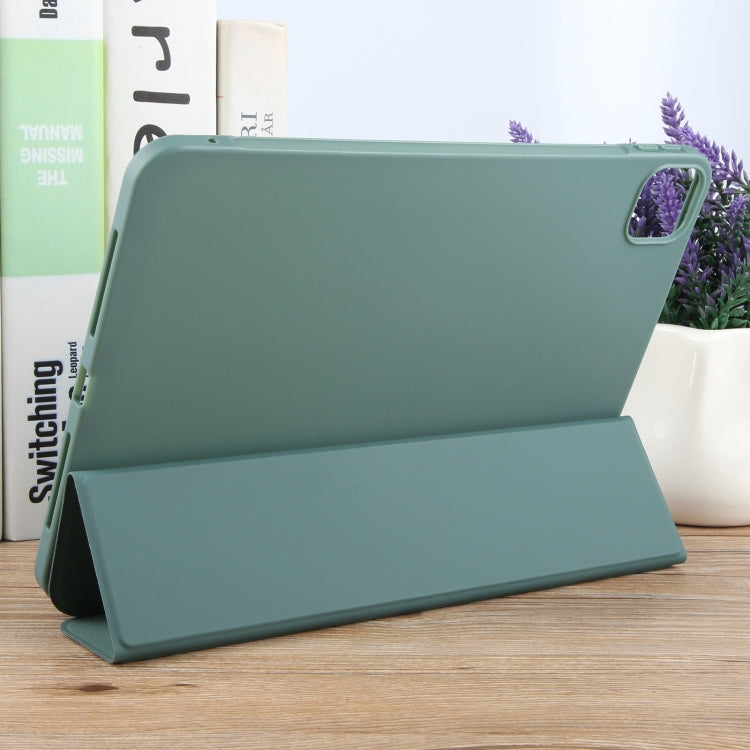 For iPad Pro 11 2025 / 2024 GEBEI 3-folding Holder Shockproof Flip Leather Tablet Case(Dark Green) by GEBEI