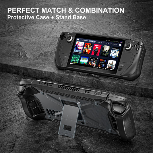 For Steam Deck Shockproof Game Console Case with Holder & Shoulder Strap(Black) by bashfashion