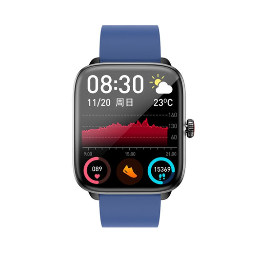 T20 1.96 inch IP67 Waterproof Silicone Band Smart Watch, Supports Dual-mode Bluetooth Call / Heart Rate Monitoring(Blue) by bashfashion