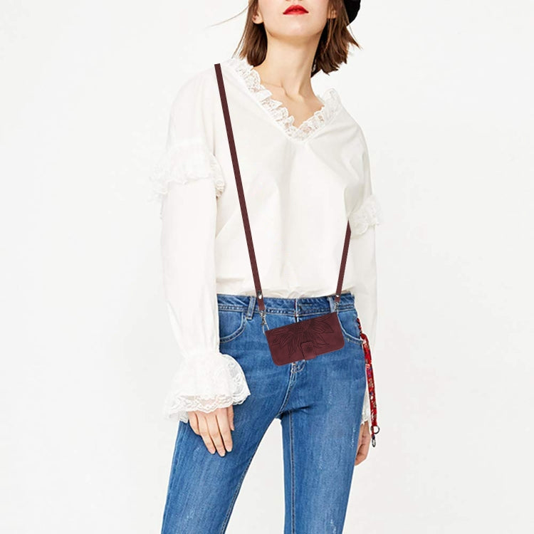 For iPhone 16e Skin Feel Sun Flower Embossed Flip Leather Phone Case with Lanyard(Wine Red) by bashfashion