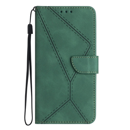 For iPhone 16e Stitching Embossed Leather Phone Case(Green) by bashfashion