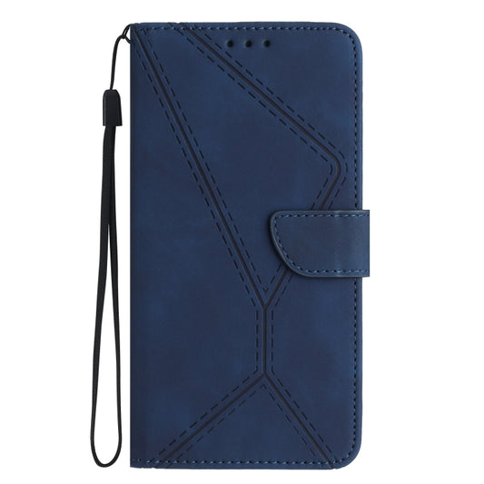 For iPhone 16e Stitching Embossed Leather Phone Case(Blue) by bashfashion