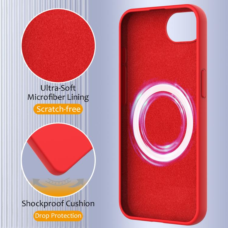 For iPhone 16e Shockproof Silicone Magsafe Phone Case(Red) by bashfashion