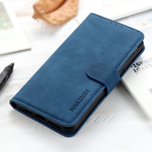 For iPhone 16e KHAZNEH Retro Texture Leather Phone Case(Blue) by bashfashion