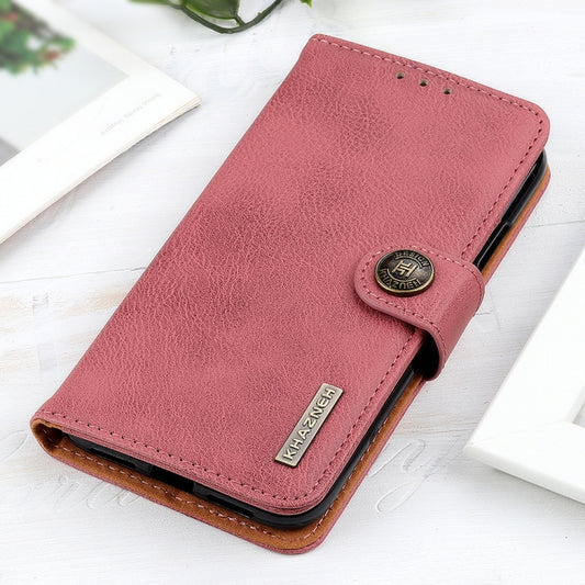 For iPhone 16e KHAZNEH Cowhide Texture Horizontal Flip Leather Phone Case(Pink) by bashfashion