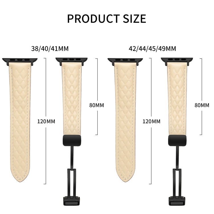 For Apple Watch SE 2023 40mm Folding Buckle Rhombus Leather Watch Band(Coffee) by bashfashion