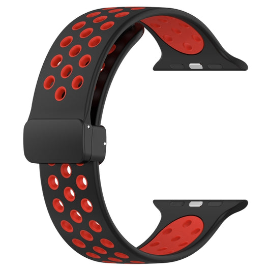 For Apple Watch Ultra 49mm Magnetic Buckle Silicone Watch Band(Black Red) by bashfashion