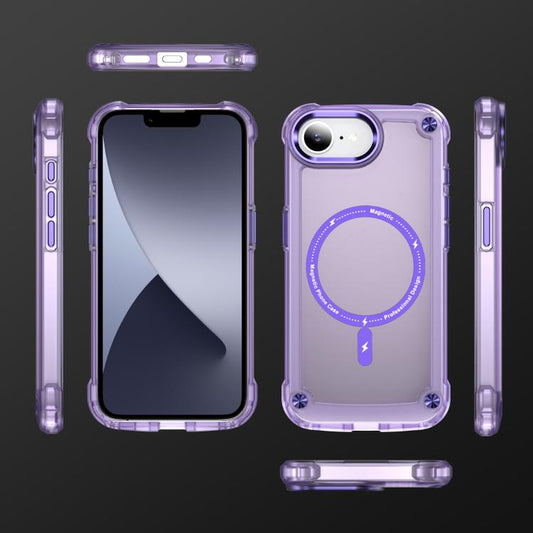 For iPhone 16e Skin Feel TPU + PC MagSafe Magnetic Phone Case(Transparent Purple) by bashfashion